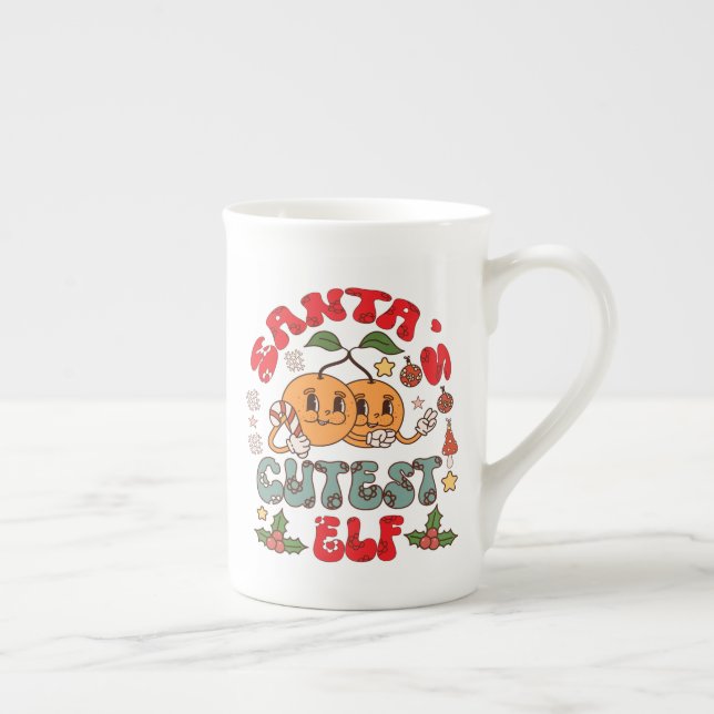 Santa's Cutest Elf Sublimation-80881 Bone China Mug (Right)