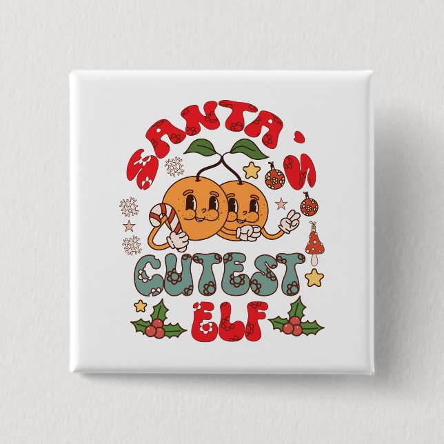 Santa's Cutest Elf Sublimation-80881 Button (Front)