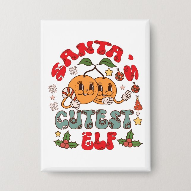 Santa's Cutest Elf Sublimation-80881 Button (Front)