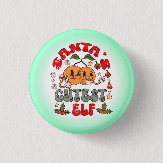 Santa's Cutest Elf Sublimation-80881 Button (Front)