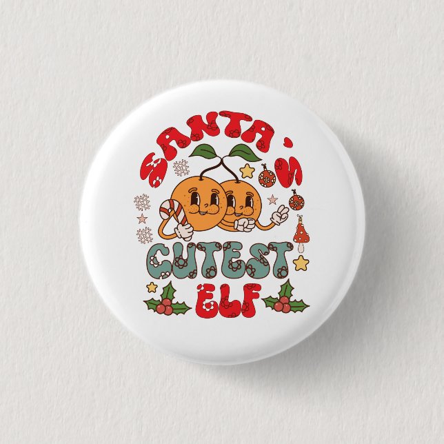 Santa's Cutest Elf Sublimation-80881 Button (Front)