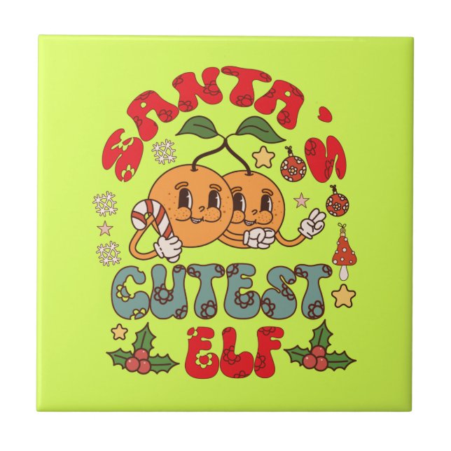 Santa's Cutest Elf Sublimation-80881 Ceramic Tile (Front)