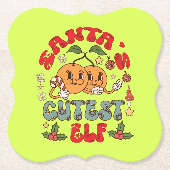 Santa's Cutest Elf Sublimation-80881 Paper Coaster (Front)