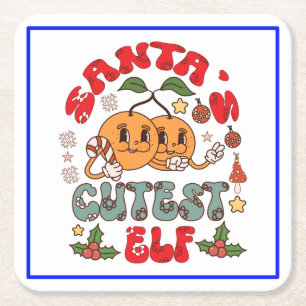 Santa's Cutest Elf Sublimation-80881 Square Paper Coaster