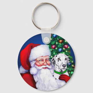 Santa's Dalmatian at Christmas Keychain
