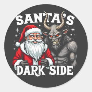 Santa's Dark Side Christmas Evil Krampus Classic Round Sticker