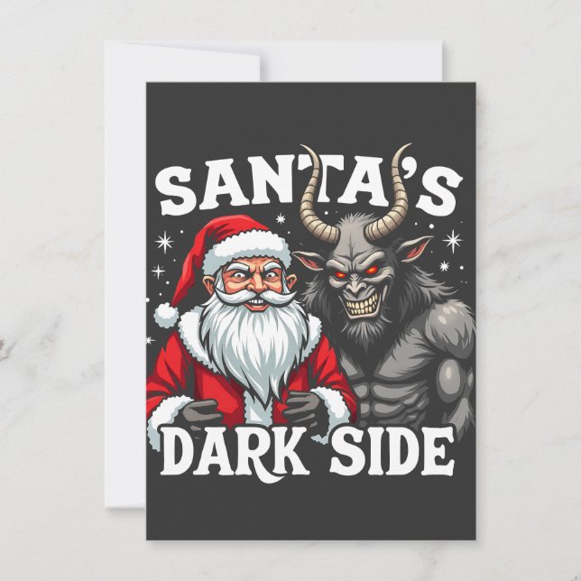 Santa's Dark Side Christmas Evil Krampus  Thank You Card (Front)