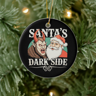 Santa's Dark Side Krampus Krampusnacht Christmas Ceramic Ornament