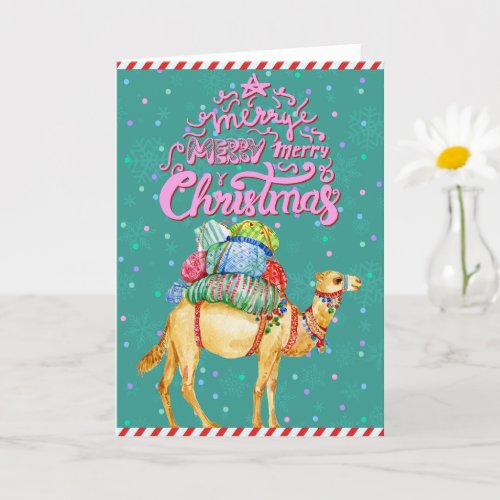 Santas Desert Camel _ Colorful Arab Christmas Card