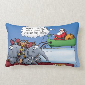 Santas Elephants Christmas Cartoon Pillow by BastardCard at Zazzle