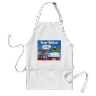 Santas Elephants Funny Holiday Cartoon Adult Apron