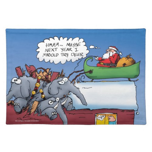 Santas Elephants Funny Holiday Cartoon Placemat
