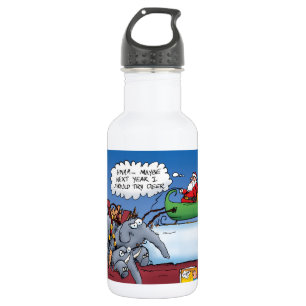 Santas Elephants Funny Holiday Cartoon Stainless Steel Water Bottle
