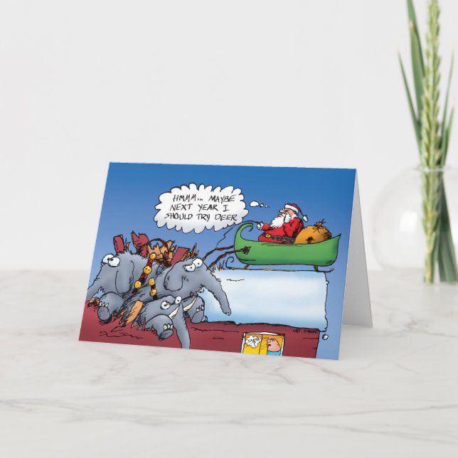 Santa's Elephants Holiday Card (Front)