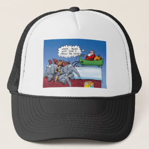 Santas Elephants Holiday Cartoon Trucker Hat