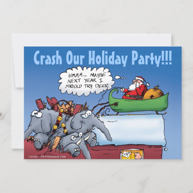 Santa's Elephants Holiday Party Invitations (Front)