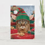 Santa&#39;s Elf-cat Christmas Card at Zazzle