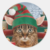 Santa's Elf-Cat Christmas Stickers