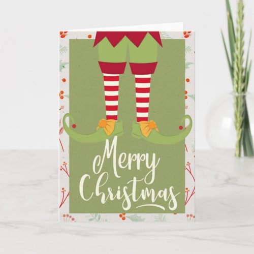 Santas Elf Legs  Feet _ Merry Christmas Card
