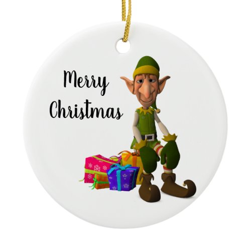 Santa's Elf Ornament Round