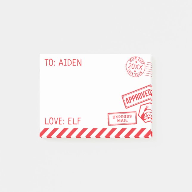 Santa's Elf Post It Notes (Front)