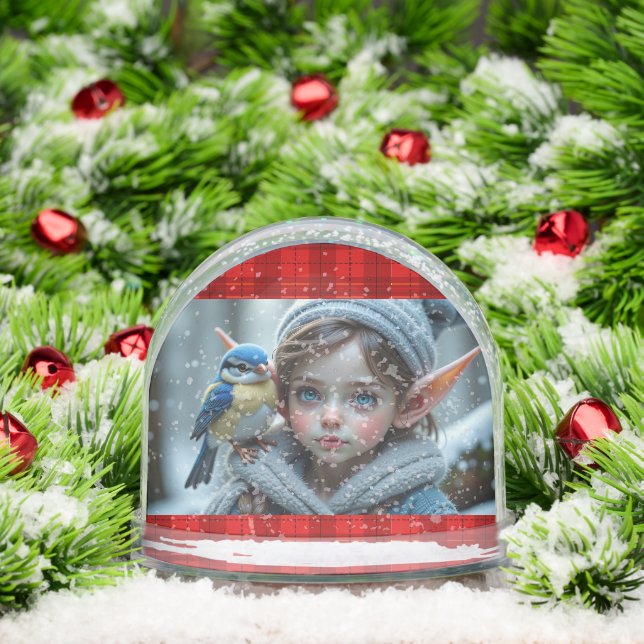 Santa's Elf with a blue bird Snow Globe (Christmas)