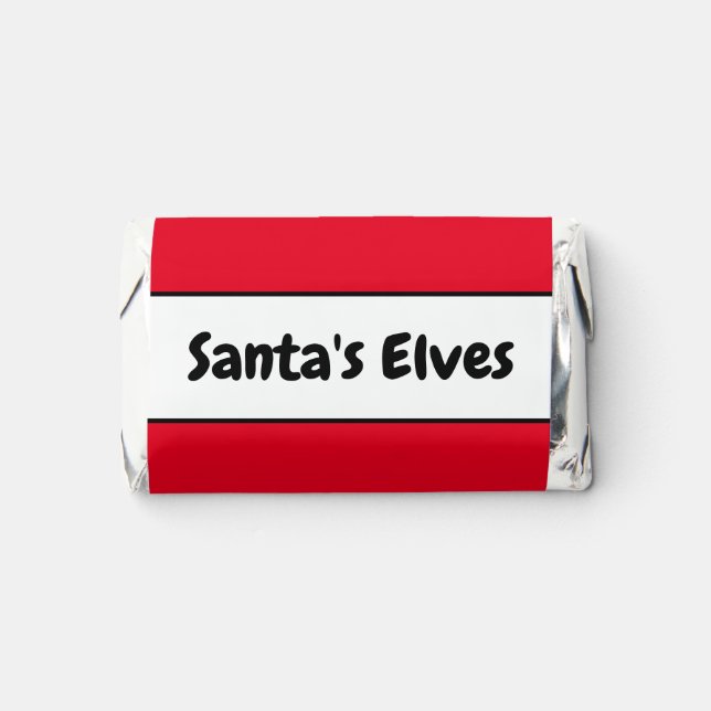 SANTA'S ELVES Bright Holiday Red White Stripes Hershey's Miniatures (Front)