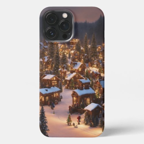 Santas Enclave Brown Woody Christmas Village iPhone 13 Pro Max Case