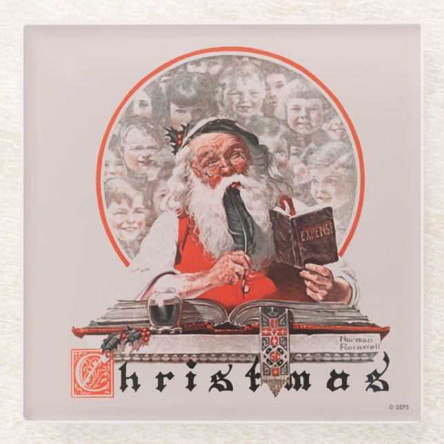 Santa's Expenses Glass Coaster (Front)