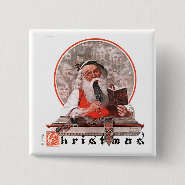 Santa's Expenses Pinback Button (Front)