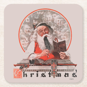 Santa's Expenses Square Paper Coaster