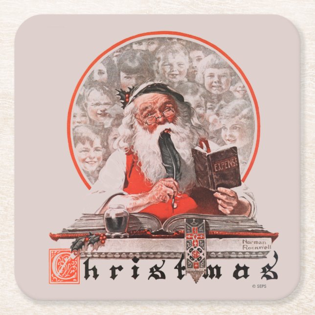 Santa's Expenses Square Paper Coaster (Front)