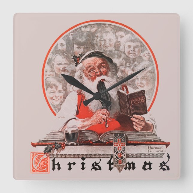Santa's Expenses Square Wall Clock (Front)