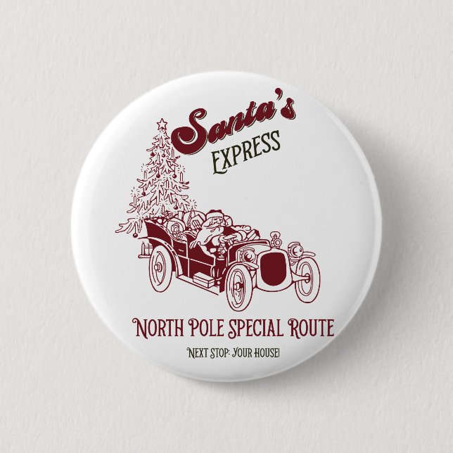 Santa's Express Vitange Christmas Button (Front)