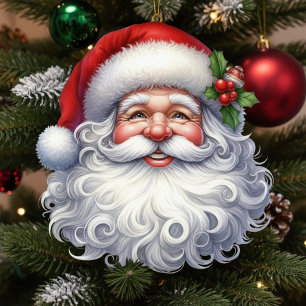 Santa's Face Christmas Cutout Sculpture Ornament
