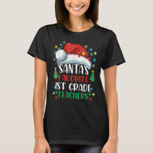 Santa's Favorite 1st Grade Teacher Christmas Santa T-Shirt