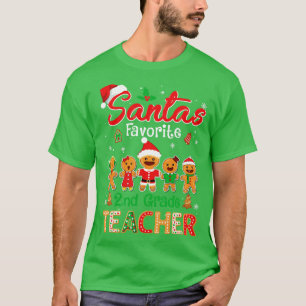Santas Favorite 2nd Grade Teacher Cookie Xmas Hat T-Shirt