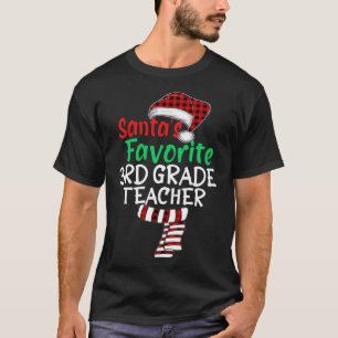 Santa's Favorite 3rd Grade Teacher Xmas Santa Red T-Shirt