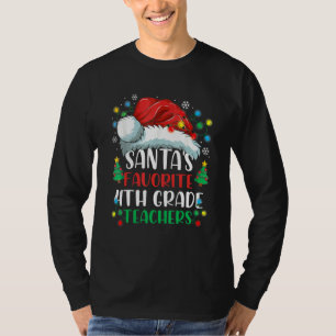 Santa's Favorite 4th Grade Teacher Christmas Santa T-Shirt