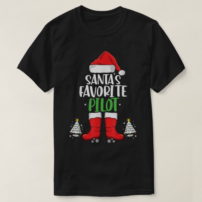 Santa's Favorite Airplane Pilot Family Matching Ch T-Shirt (Design Front)