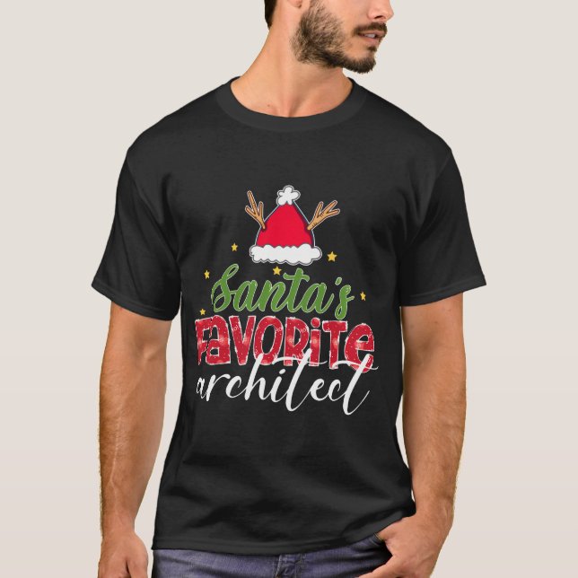 Santa'S Favorite Architect Christmas T-Shirt (Front)