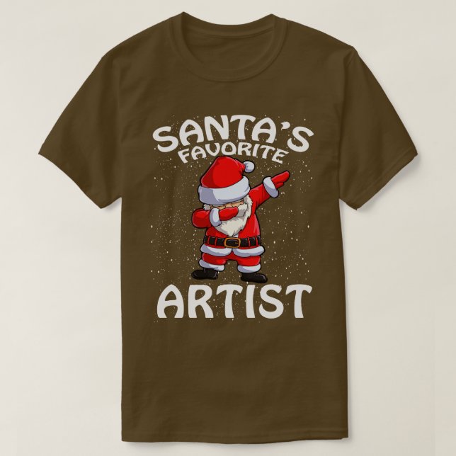 Santas Favorite Artist Christmas T-Shirt (Design Front)