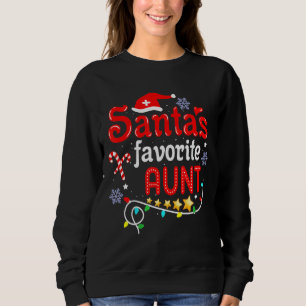 Santa's Favorite Aunt Xmas Light Santa Hat Christm Sweatshirt