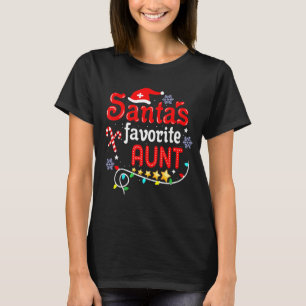 Santa's Favorite Aunt Xmas Light Santa Hat Christm T-Shirt