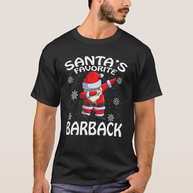 Santa's Favorite Barback Christmas T-Shirt (Front)