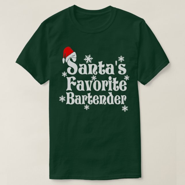 Santas Favorite Bartender Christmas 2 T-Shirt (Design Front)