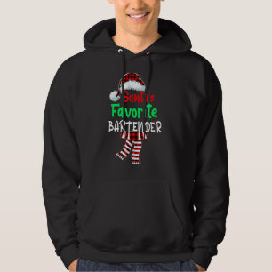 Santa's Favorite Bartender Christmas Santa Red Pla Hoodie