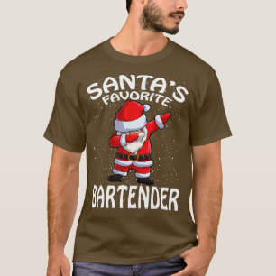 Santas Favorite Bartender Christmas T-Shirt
