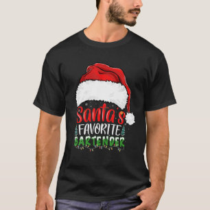 Santa's Favorite Bartender Funny Christmas Bartend T-Shirt