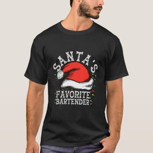 SantaS Favorite Bartender Funny Christmas For Bar T_Shirt